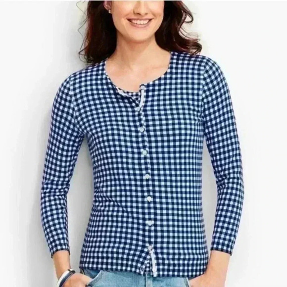 Talbots Cardigan and Tank Set Gingham Size Mp and Sp - Picture 1 of 9
